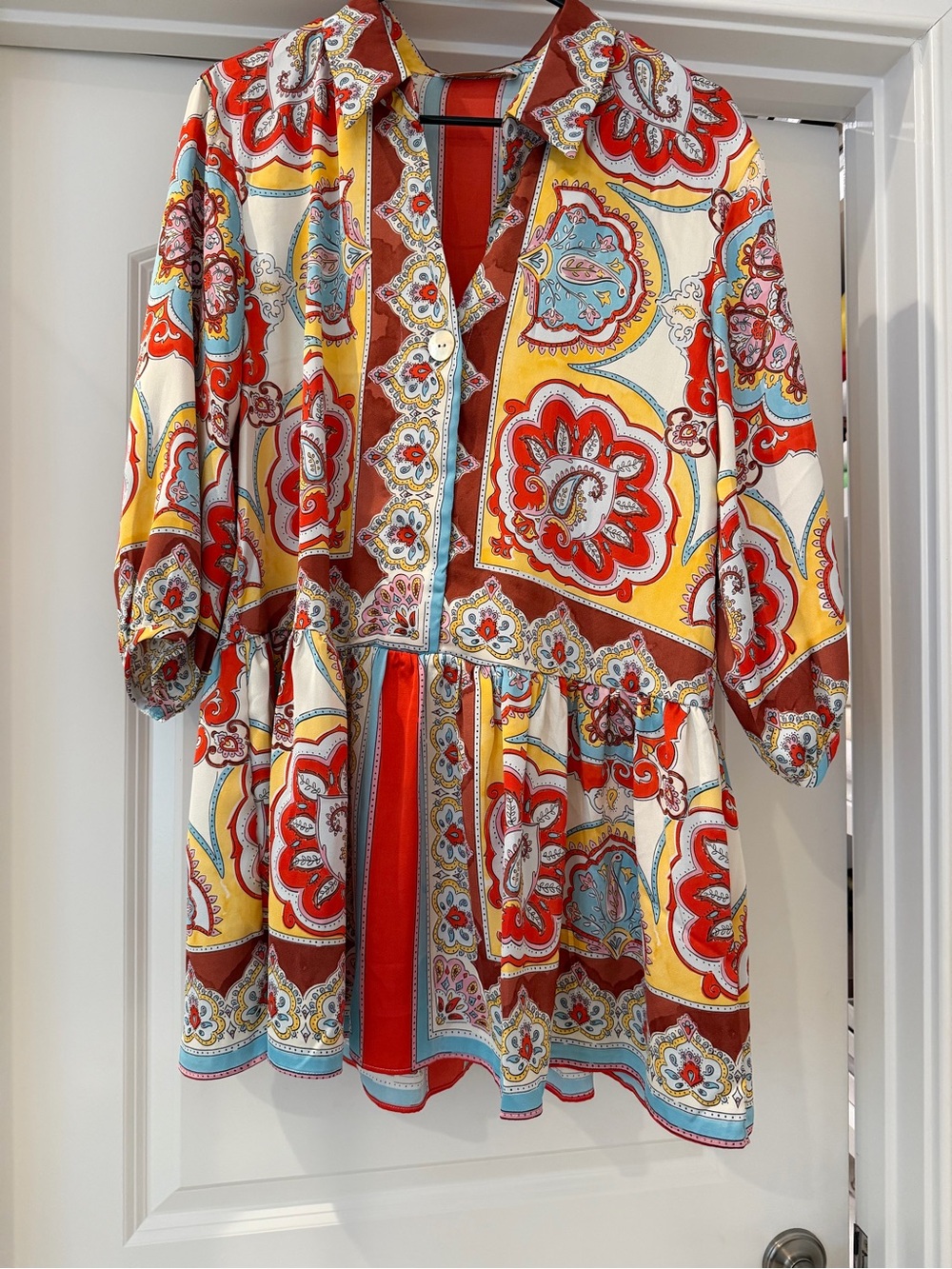 Mango Multi-Color Tile-Print Mini Dress - Picture 3 of 4